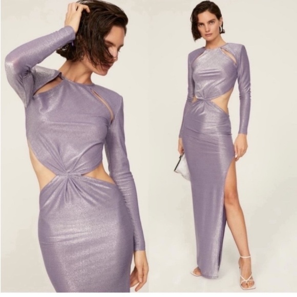 Bronx and Banco Dresses & Skirts - Bronx and Banco Amara Cut-Out Slit Gown Maxi Dress Formal Metallic Purple 12